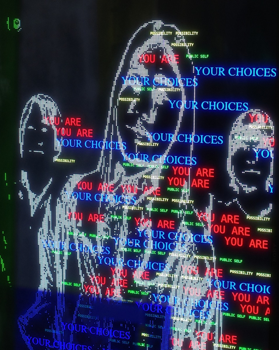 Digital silhouettes with text overlay