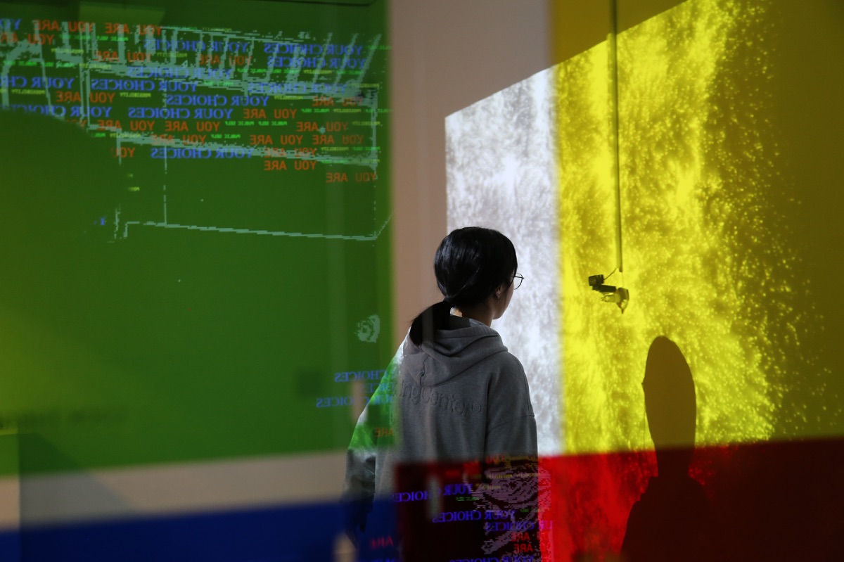 Colorful interactive projection installation