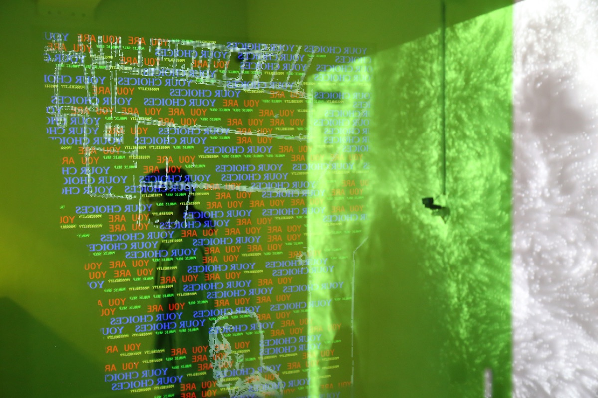 Visitor experiencing digital art